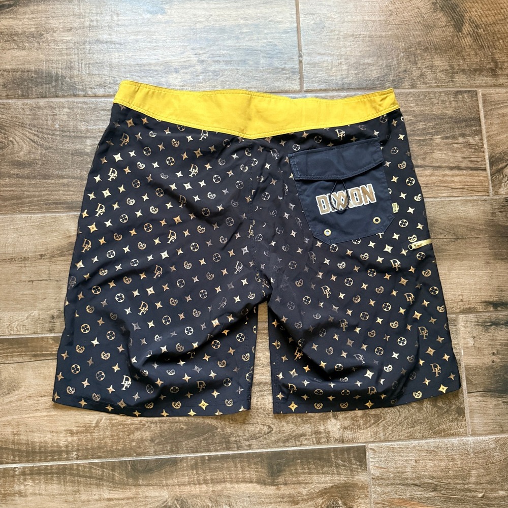 Dixxon Flannel Co Mens Party Crest Bougie 9" Boardshorts, Gold Black, 38 - Picture 5 of 11